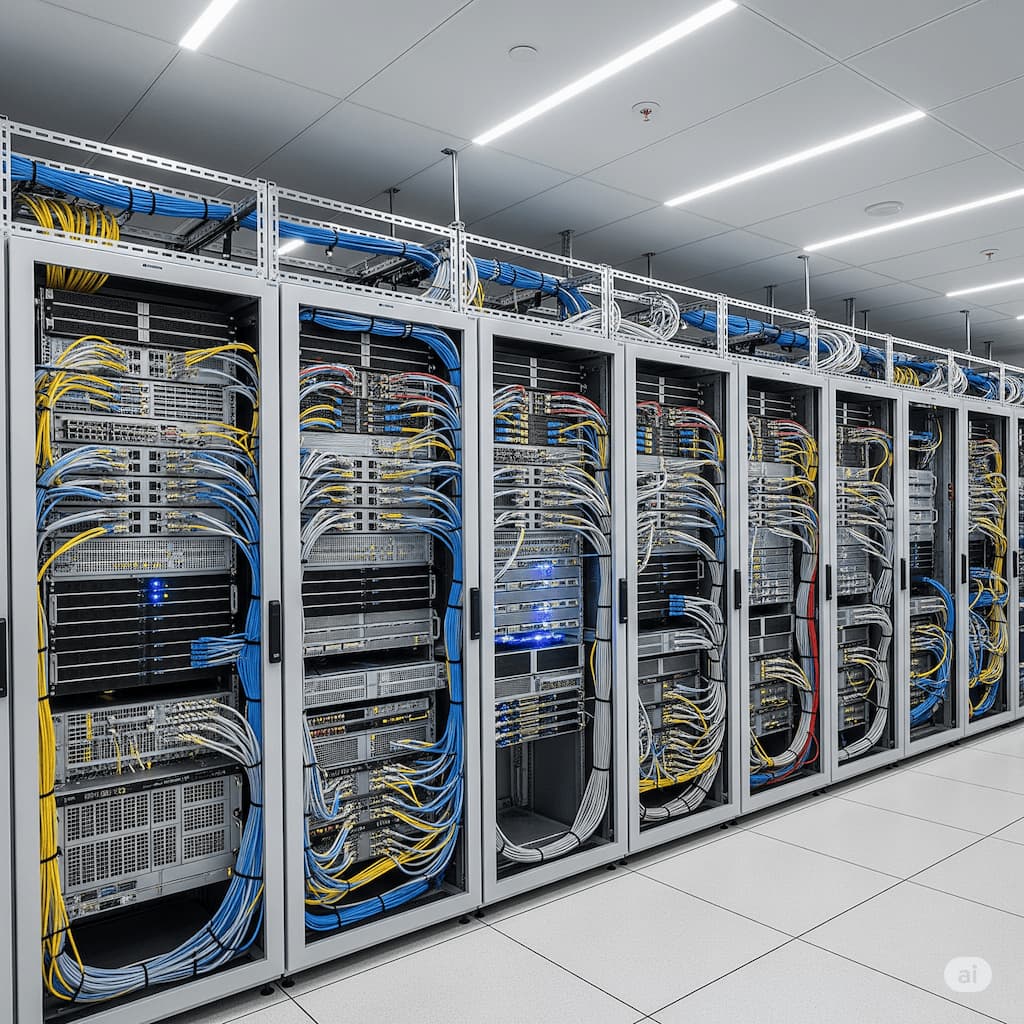 Imagen de un rac de ordenadores